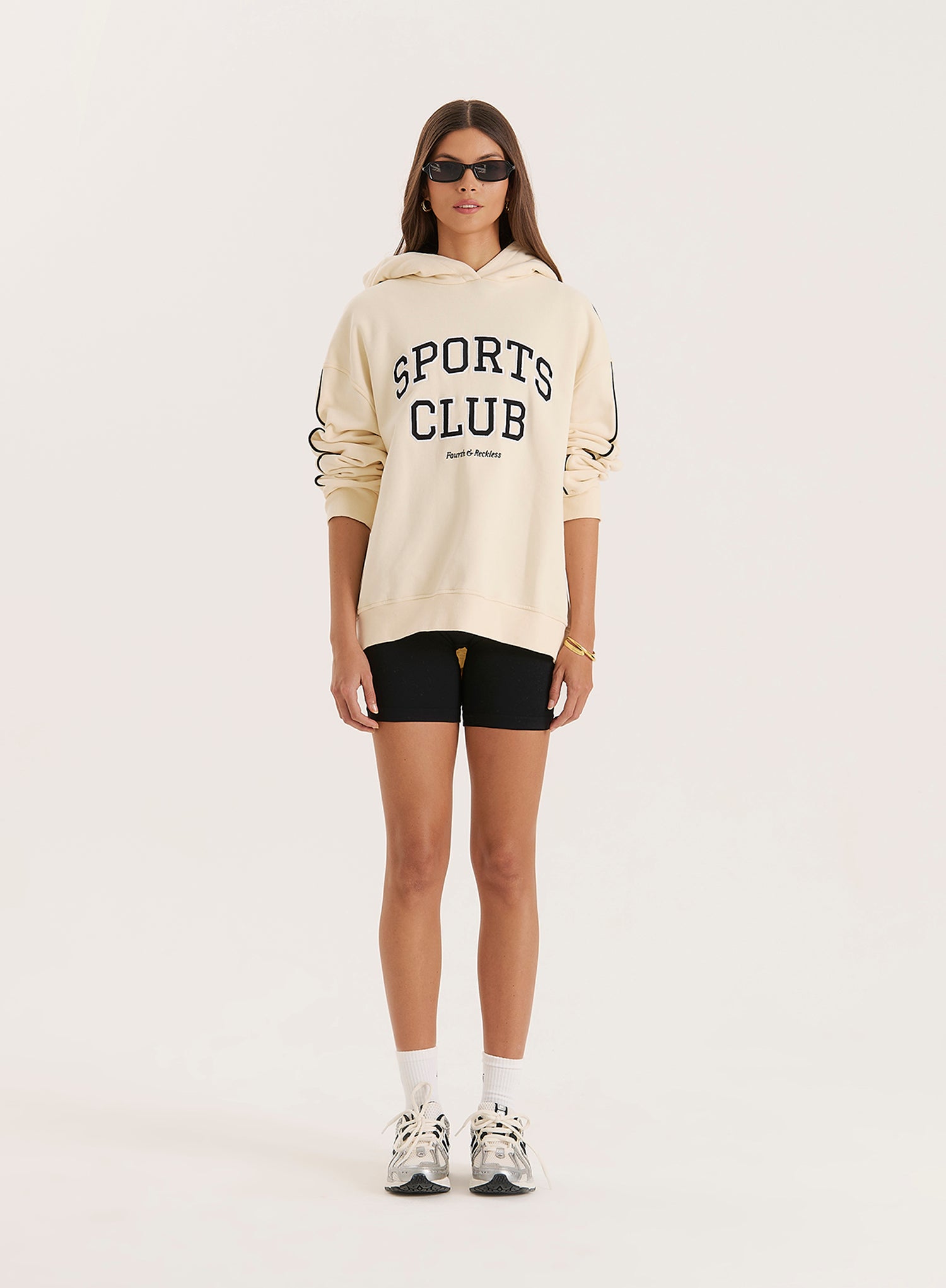 Cream Sports Club Slogan Oversized Hoodie